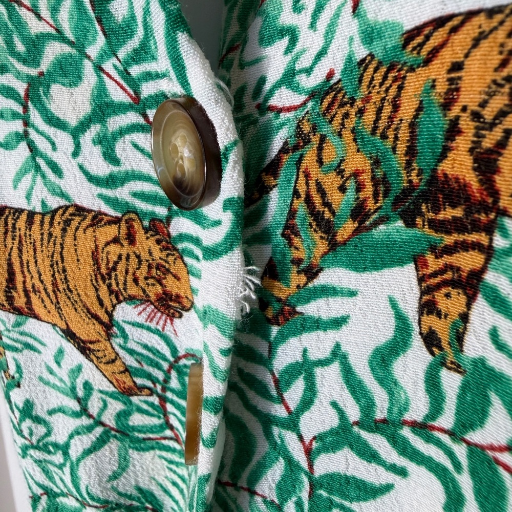 Maeve Teal and Gold Tiger Print Midi Dress - Picture 7 of 7